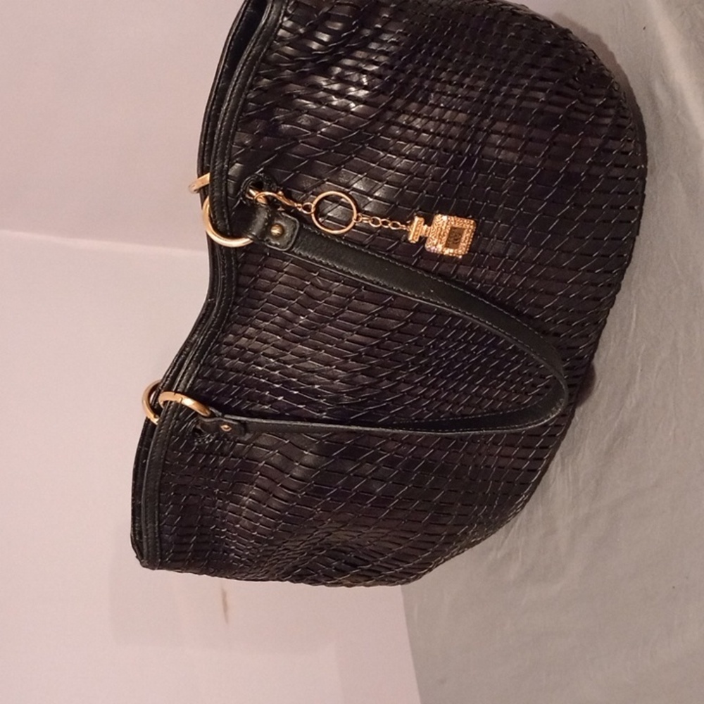 Cole Haan Black Open Weaved Leather Tote - Picture 9 of 9